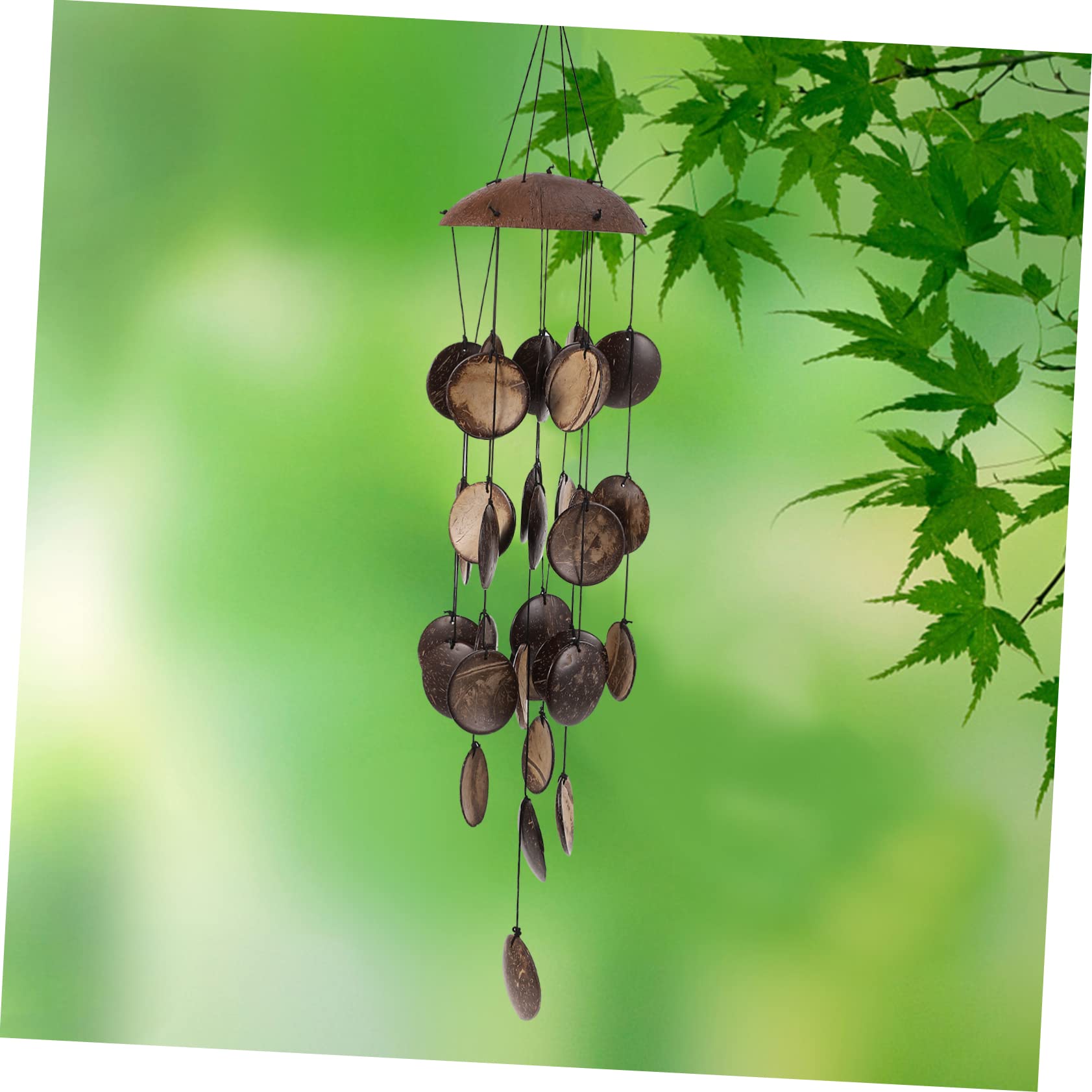 Gatuida Campanelli Eolici in Guscio di Cocco Marrone per Decorazioni da Giardino Esterno, Design Creativo e Rilassante per Arredamento Casa e Giardino