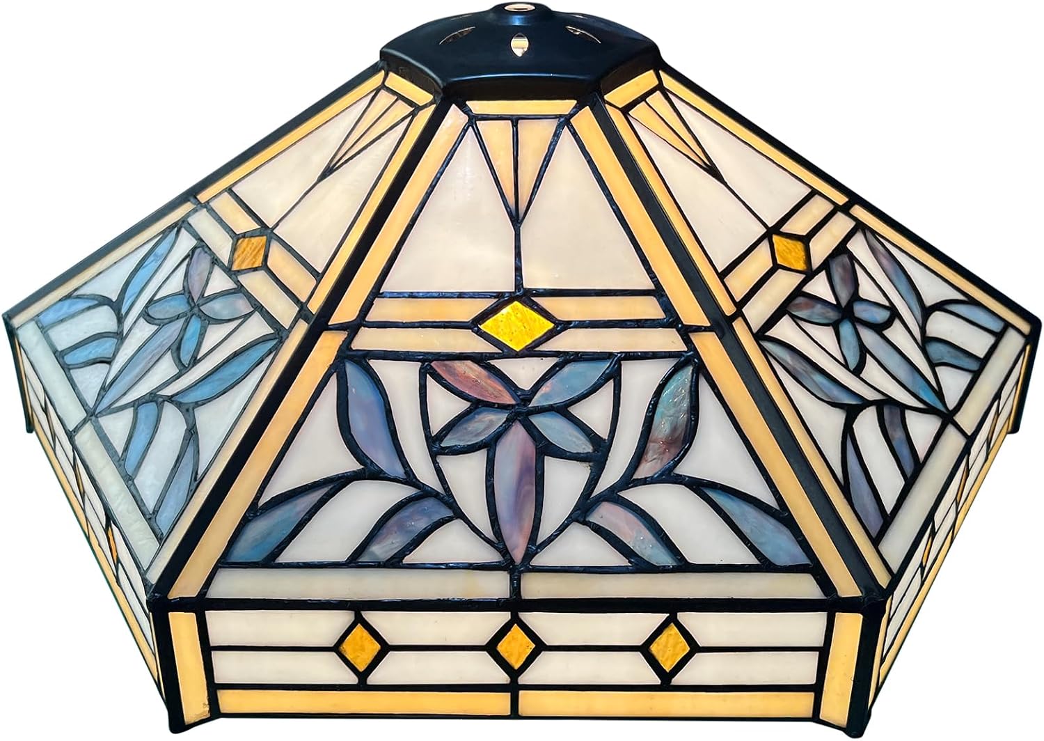 Capulina Tiffany Lamp Shade 16 Inches Wide Accessories Replacement Mission Hexagon Tiffany Style Stained Glass Lampshade for Table Lamp Floor Lamp