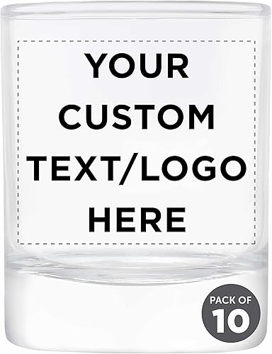 Juego de 10 portavelas de vidrio votivo de arco, 3 onzas, texto personalizable, logotipo, diseño cilíndrico, base gruesa, transparente