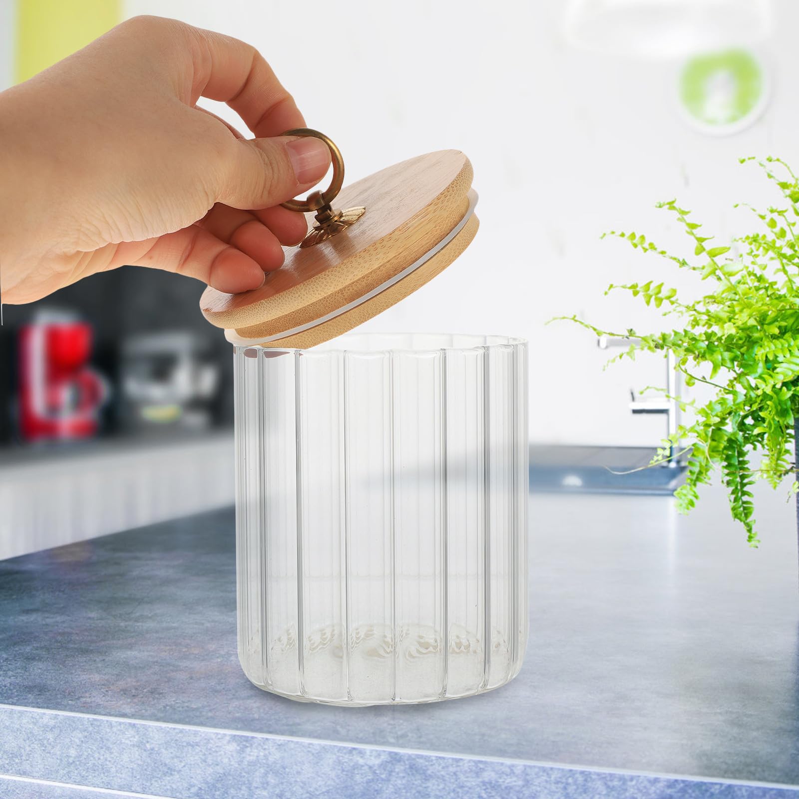SHINEOFI 3 Piezas Frascos de Vidrio con Tapa de Bambú para Almacenamiento Hermético en Cocina, Fácil de Usar y Limpiar, Capacidades 550ml, 850ml y 1150ml