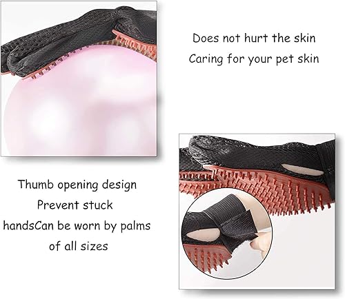 Miniatura 4 de STARROAD-TIM Guante de aseo para mascotas, cepillo removedor de pelo, suave y eficiente guante para mascotas, guantes de masaje para mascotas, mano