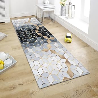 WTHYGB Rug Runner Hallway Carpet Runner Kitchen Runner Kitchen Rugs Non-Slip Washable Bed Rug for Hallway Laundry Room 60 x 120 cm Geometric Diamond