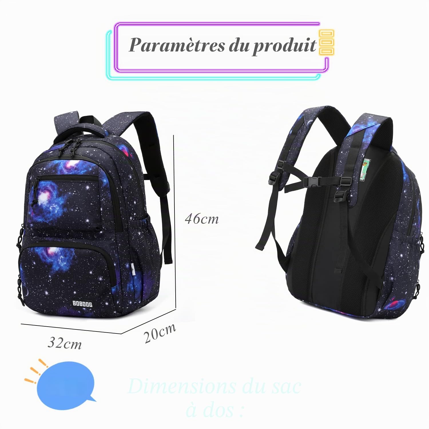 Galaxy Print Sac à dos d'école pour garçon