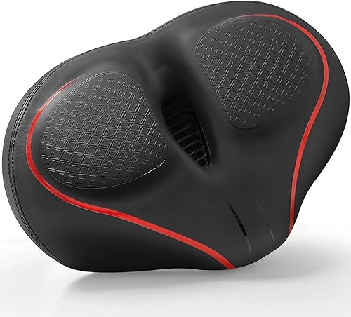 Vista 12 de Xmifer Asiento de bicicleta de gran tamaño, cómodo sillín de bicicleta, diseño de ranura media, espuma viscoelástica de 2.95 pulgadas de grosor