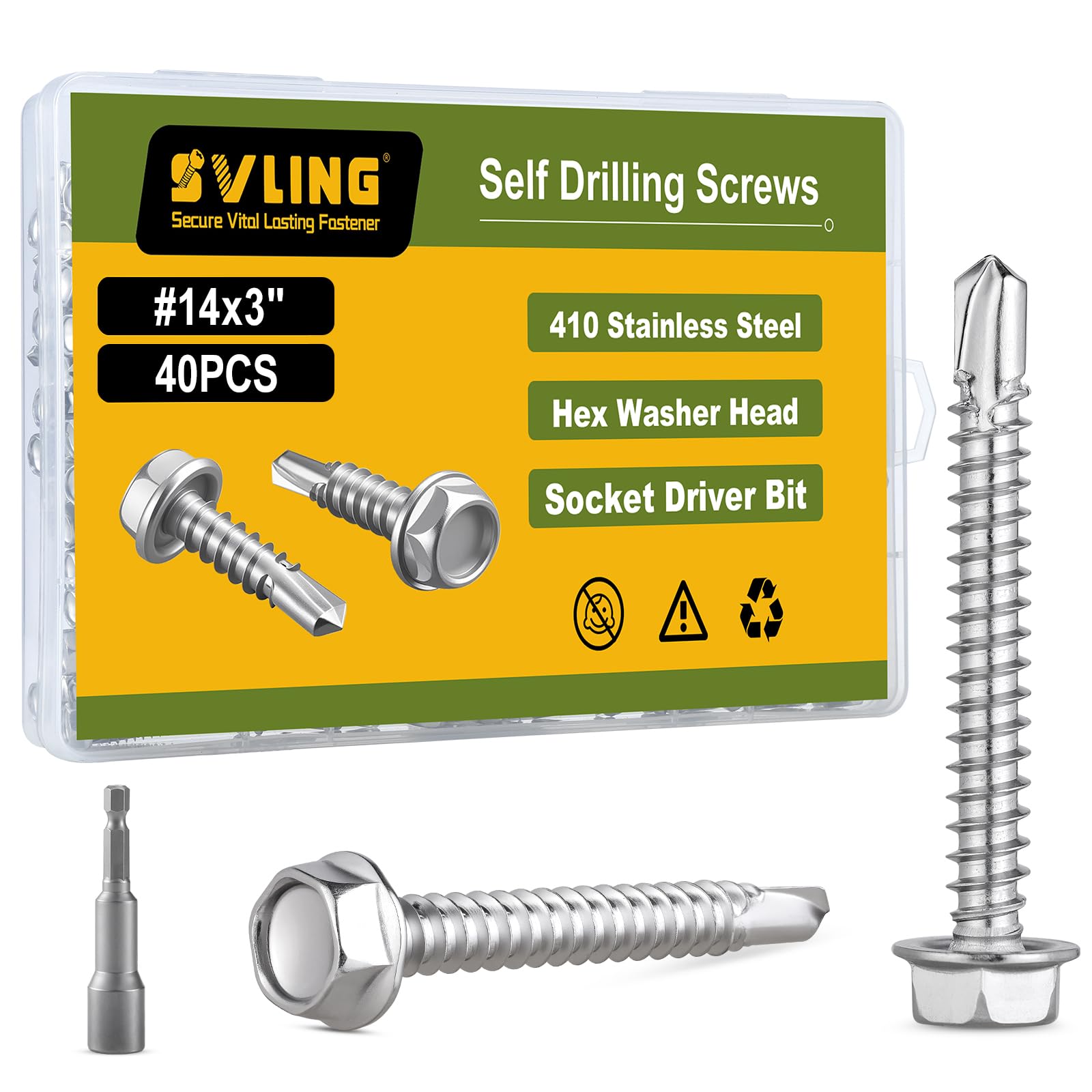 Black Self-Tapping Screws - 121PCS Stainless Steel Kit -14 Black Self-Tapping Screws - 121PCS Stainless Steel Kit -14