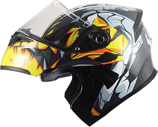 KYPARA Motorcycle Dual Visor Flip up Modular Full Face Helmet with DOT Certification of Impressionism