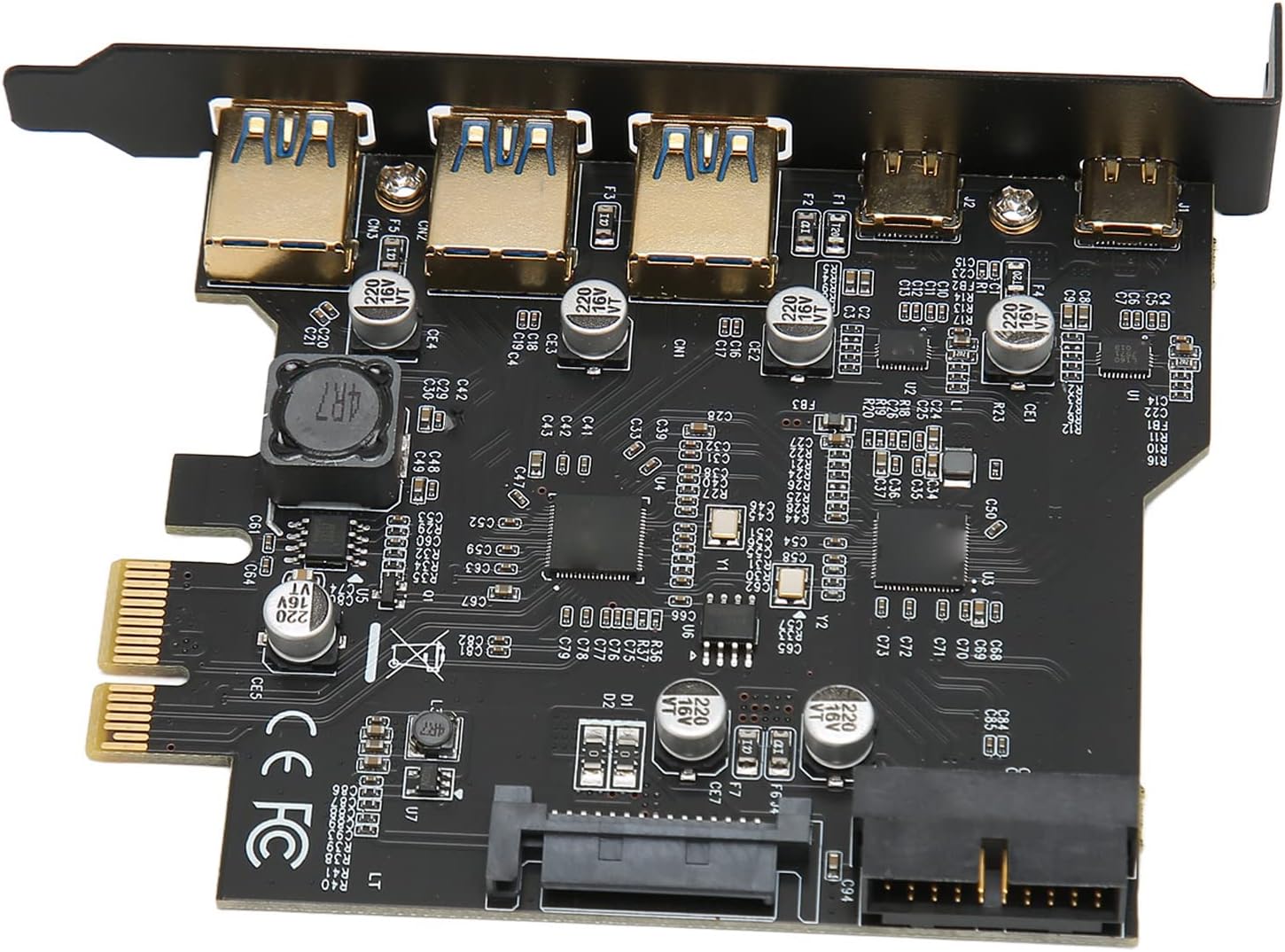 Usb C Pcie Card, Pcie Usb Card, Pcie 1x To Usb Expansion Card 3xusb3.0 2xtype C 19pin 5 Port Expansion Adapter Card Thunderbolt Card Usb C Card Usb Pcie Card For Pc for Pc Desktop