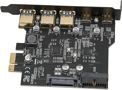 Usb C Pcie Card, Pcie Usb Card, Pcie 1x To Usb Expansion Card 3xusb3.0 2xtype C 19pin 5 Port Expansion Adapter Card Thunderbolt Card Usb C Card Usb Pcie Card For Pc for Pc Desktop
