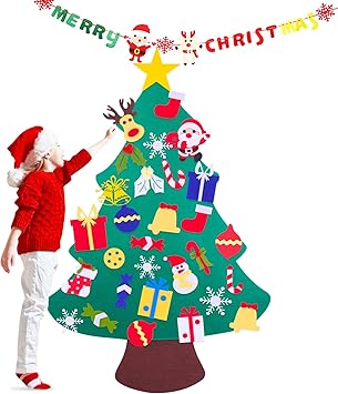Amazon Evilto クリスマスツリー Diy フェルトクリスマスツリー クリスマス ガーランド付き クリスマス オーナメントmerry Christmas 家 玄関 ガラスウィンドウ飾り Diyクリスマス飾り 壁掛けデコレーション 取り外し可 クリスマス雰囲気作り 子供 お化け屋敷 学園祭