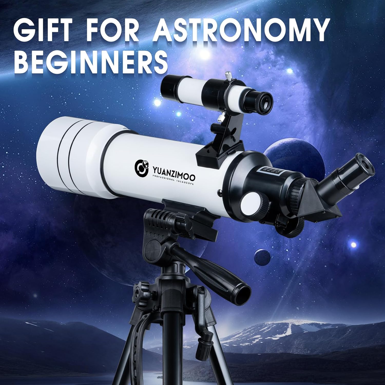 Telescope 70 mm Aperture 400 mm Refractor Astronomical Portable Telescope for Kids Adults Beginners with Tripod Carrying Bag White