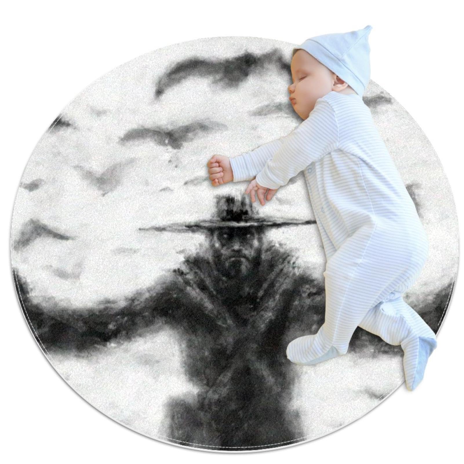 Tapis de salle de bain corbeaux déco gothique ronde pour chambre d'enfant et canapé