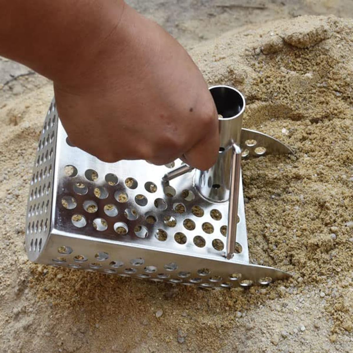 Setaccio per Rilevamento Metalli Paletta Ergonomica in Acciaio Inox per attività Outdoor e Ricerca Tesori in Spiaggia e Fiumi