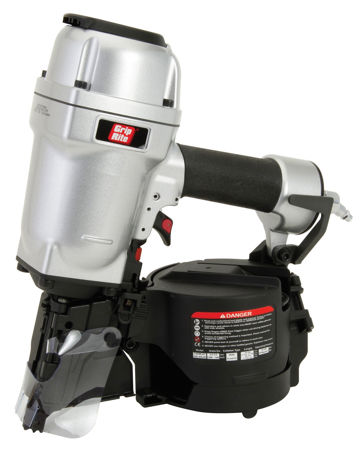 Grip-Rite GRTCN90 Wire and Plastic Collation Coil Framing Nailer, 3-1/2-Inch
