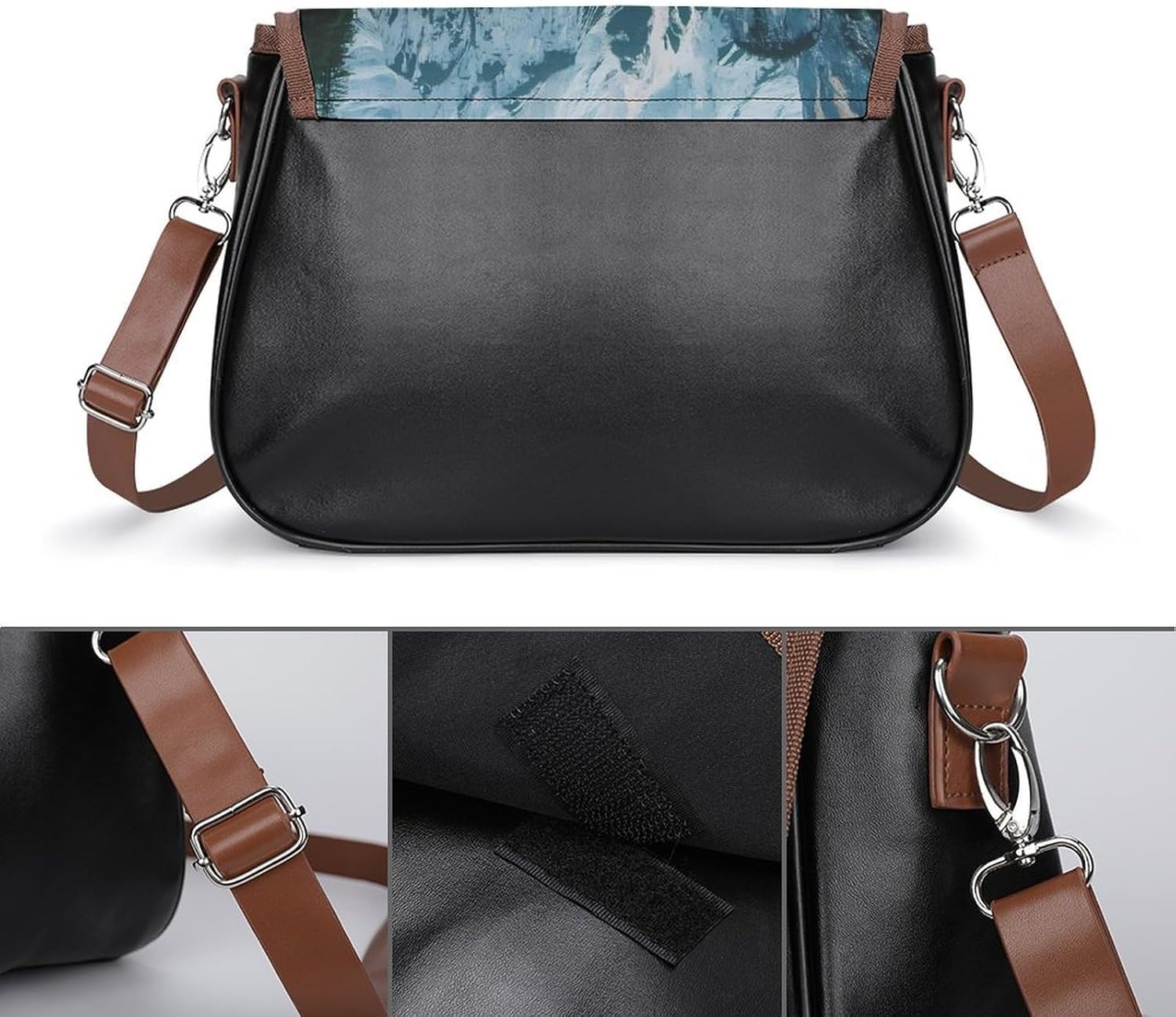 Wolf Boats In A Lake Italy Women's Crossbody Bags Leather Messenger Handbag Small Shoulder Bag Purse