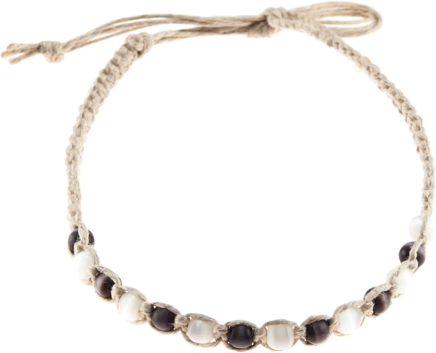 BlueRica Hemp Anklet with Cat's Eye Beads