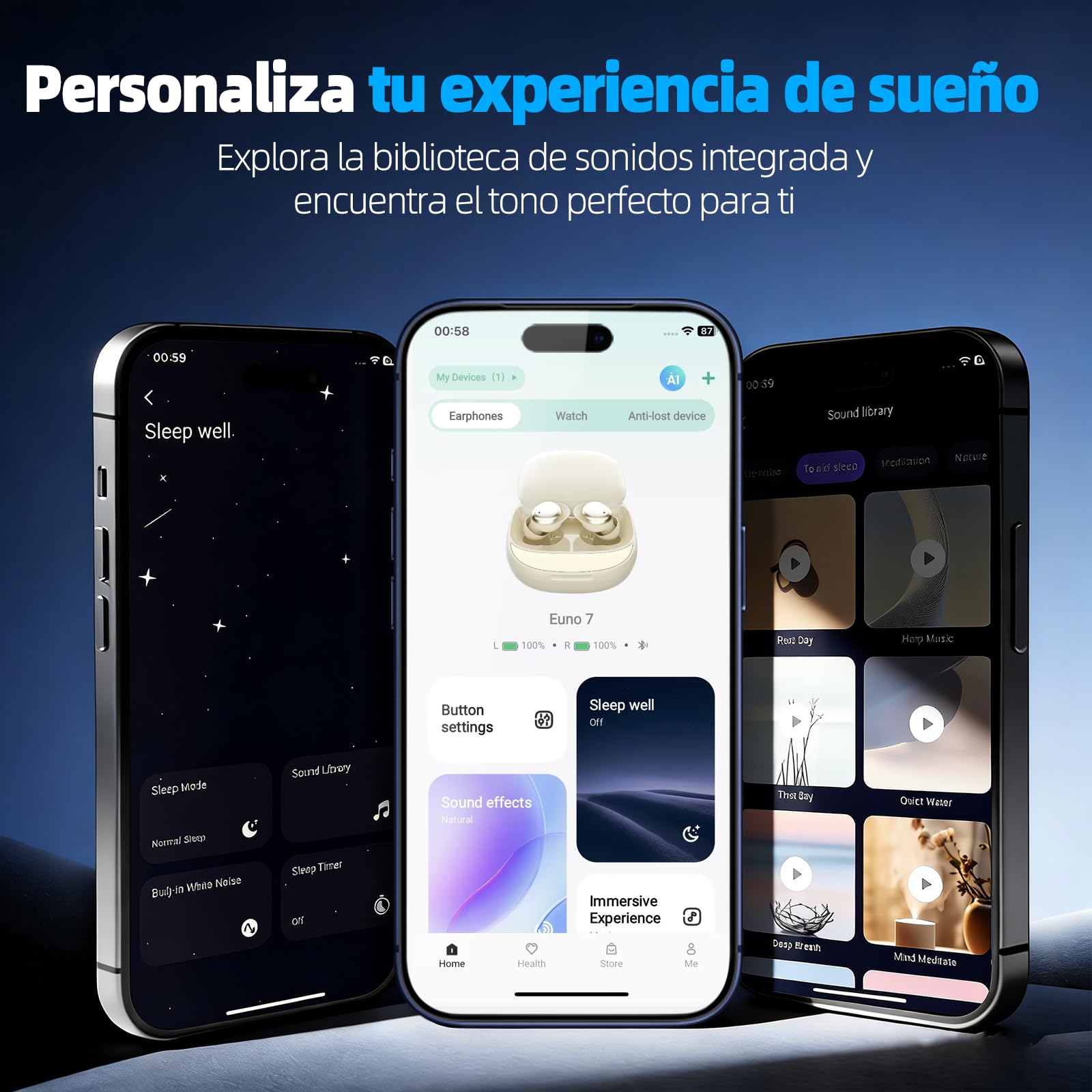 Auriculares para Dormir Auriculares Inalámbricos Bluetooth 5.4 Lado, 6 EQ | Mini Auriculares con LED, Doble Modo Sueño 40H, Diseño Cómodo Sleep Earbuds para Descanso, Viajes y Uso Nocturno