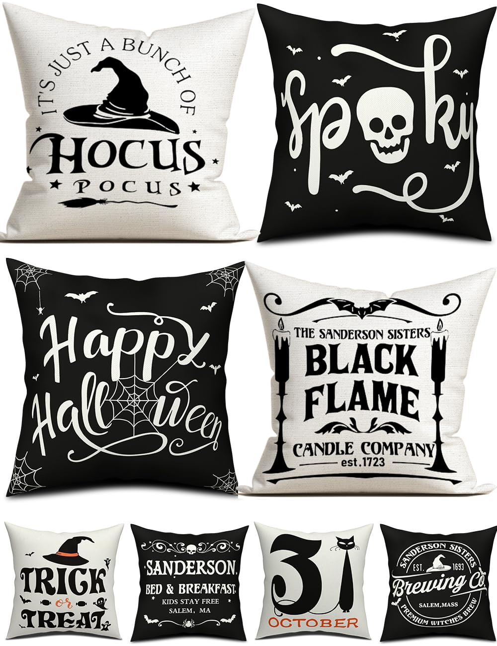 TOYPOPOR Halloween Decorations Pillow Covers Double-Side Printing 18x18 Set of 4 Indoor/Outdoor Hocus Pocus Farmhouse Decorative Cushion Cases Spider