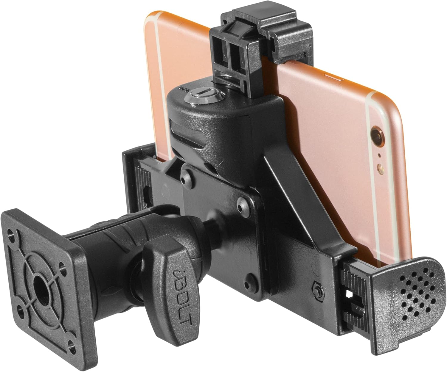 iBOLT Phone Dockn Lock IncrediBOLT AMPS w/ 2 inch Single Socket Arm Locking Drill Base Mount for Smartphones- Great for Trucks, ELDs, Wall Mounting, Sprinter Vans, etc.