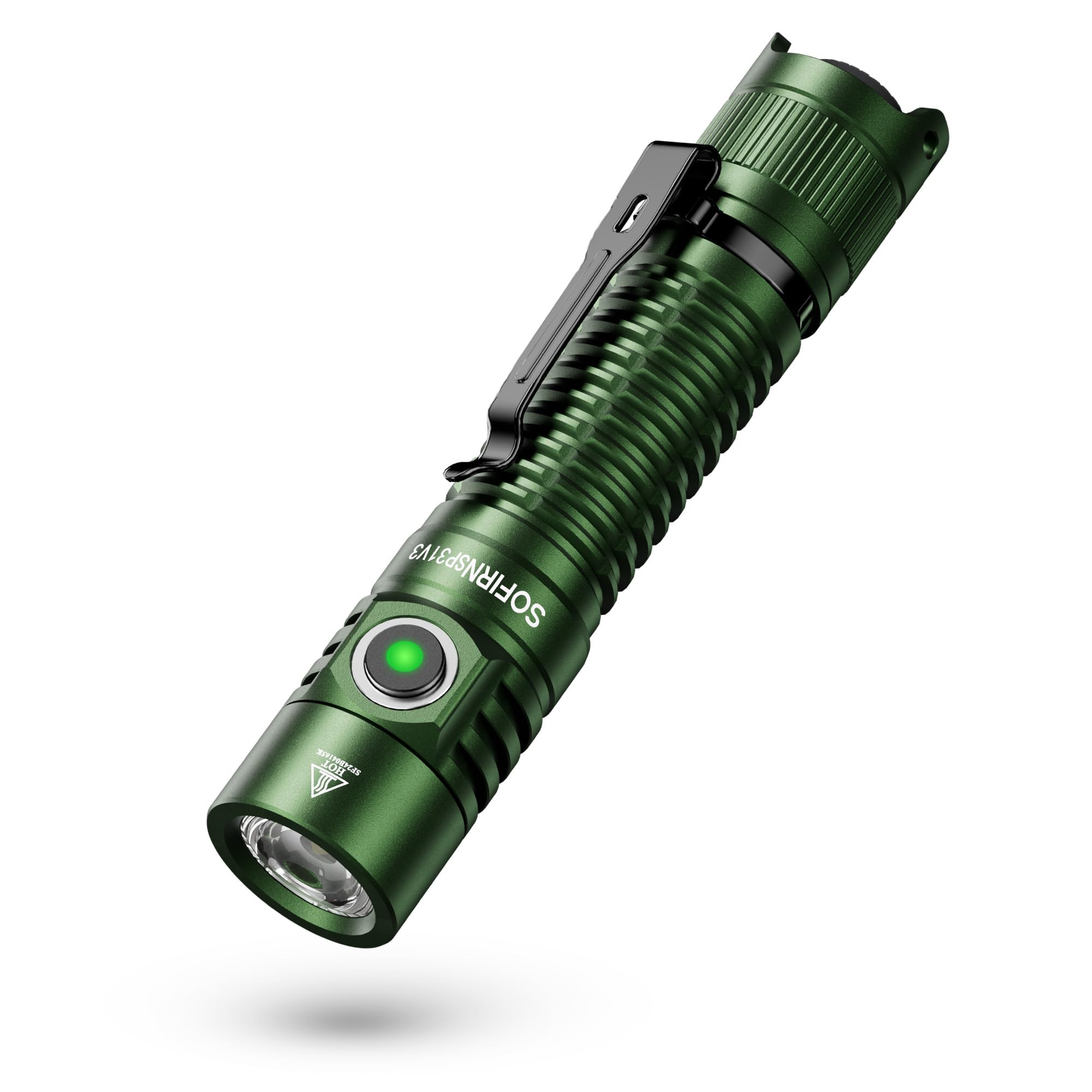 Sofirn SP31 V3.0 Verde - Linterna táctica 1200 lúmenes, 5000 K, recargable, con 8 modos de luz, luz EDC IPX8, con batería recargable, para camping, senderismo,
