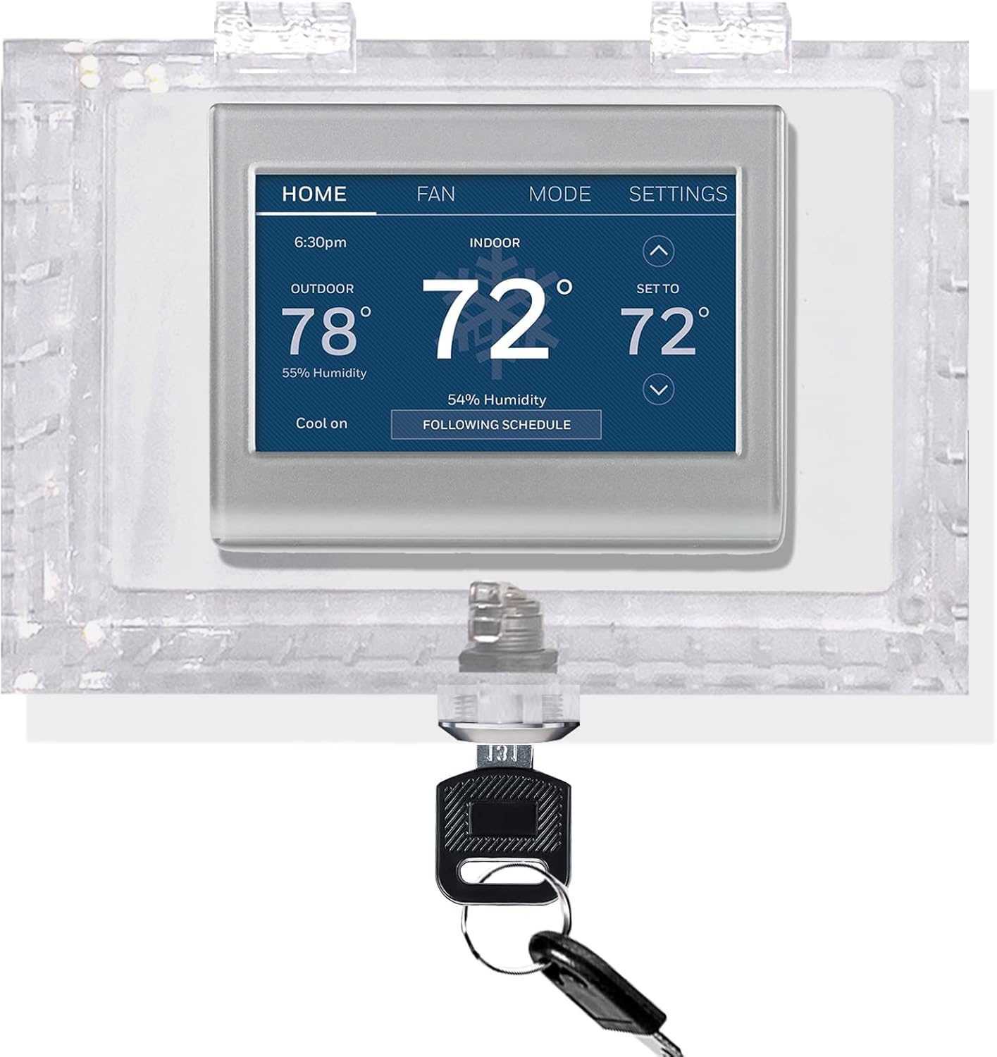 Universal Thermostat Lock Box with Key,Clear Large Thermostat Guard for Thermostat