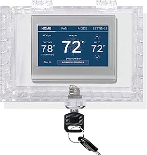 Universal Thermostat Lock Box with Key,Clear Large Thermostat Guard for Thermostat on Wall,Thermostat Cover Fits Thermostats 7H x 5W inches or Smaller (1 Set)