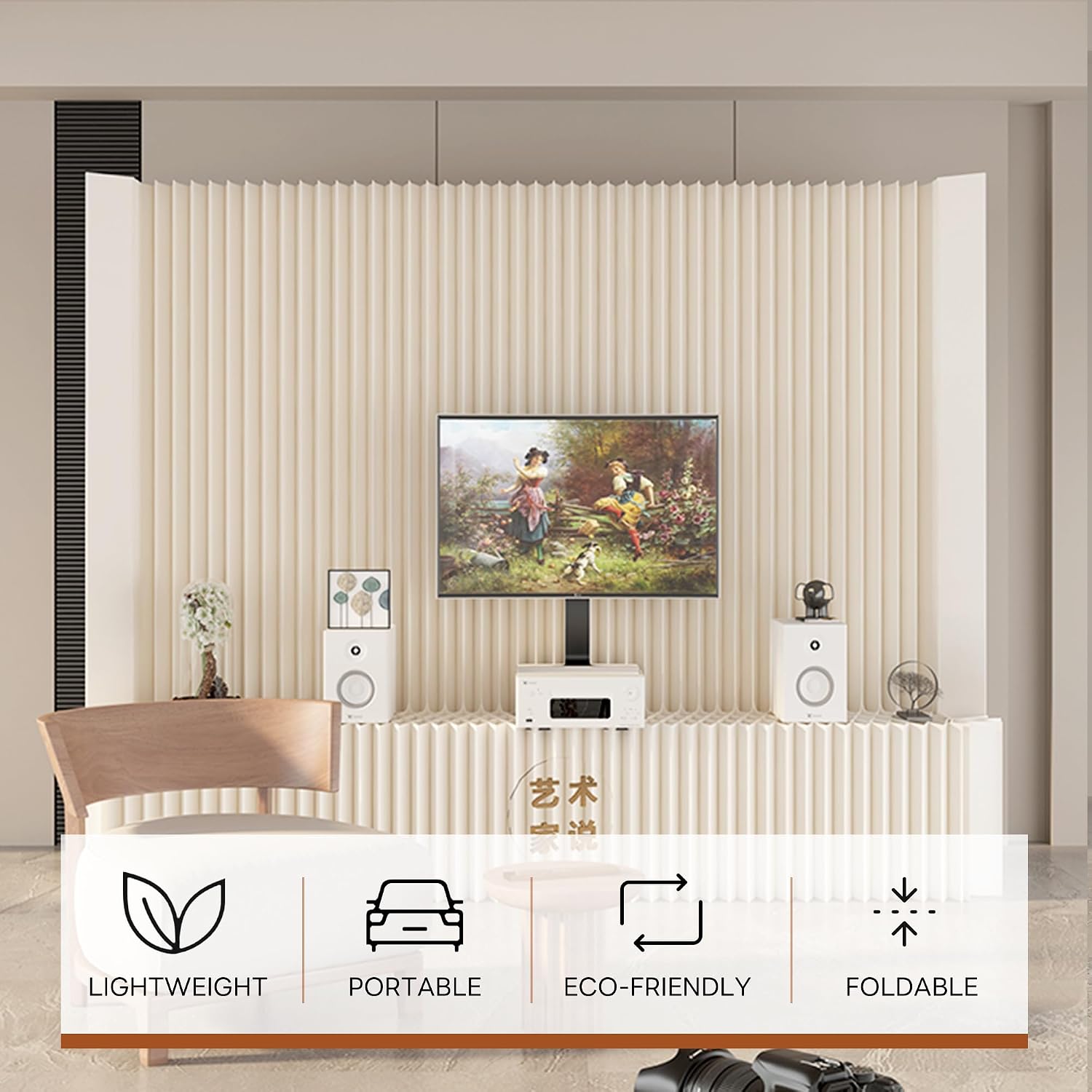 Foldable Eco-Friendly Recyclable Kraft Paper Display Wall, Heavy Duty Portable Space Saving Freestanding Privacy Partition for Home, Office, Trade Show & Retail Events (H71‘’*W158‘’)