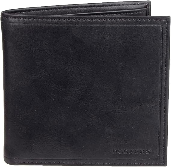 Dockers Men's Bifold Leather Wallet Thin Slimfold Extra Capacity