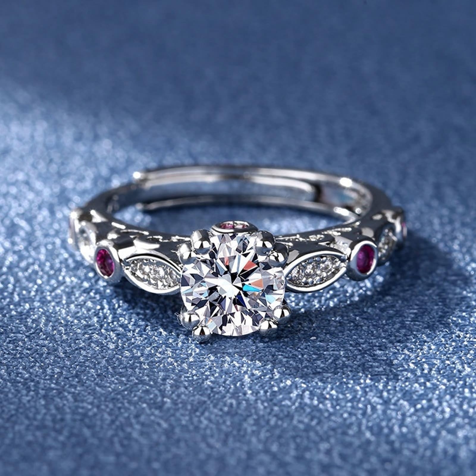 Bague Promise en or blanc 14 carats avec diamant de laboratoire blanc, élégante, pour femme, avec 8 griffes, 1 carat