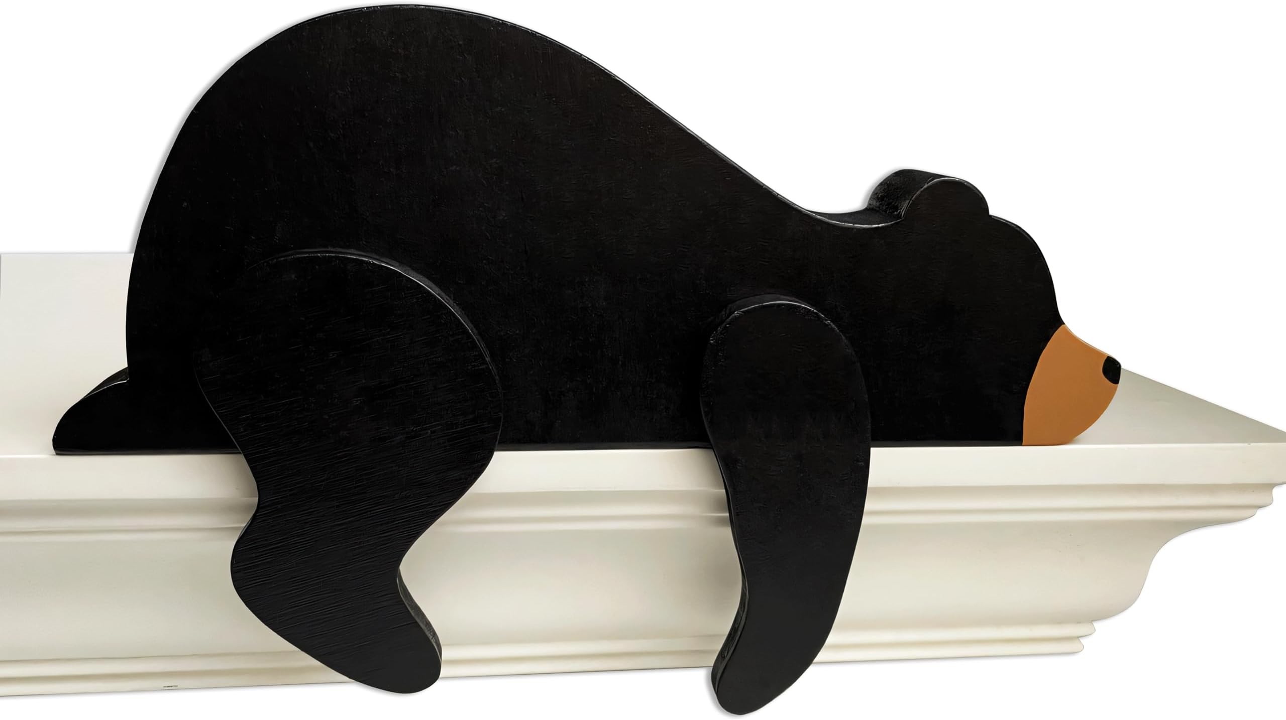Fcimu Woodland Nursery Decor For Baby, Black Bear Decoration, Wooden Wilderness Sleeping Bear, Safari Forest Decor For Classroom Bedroom Nursery Room Shelf (Black)