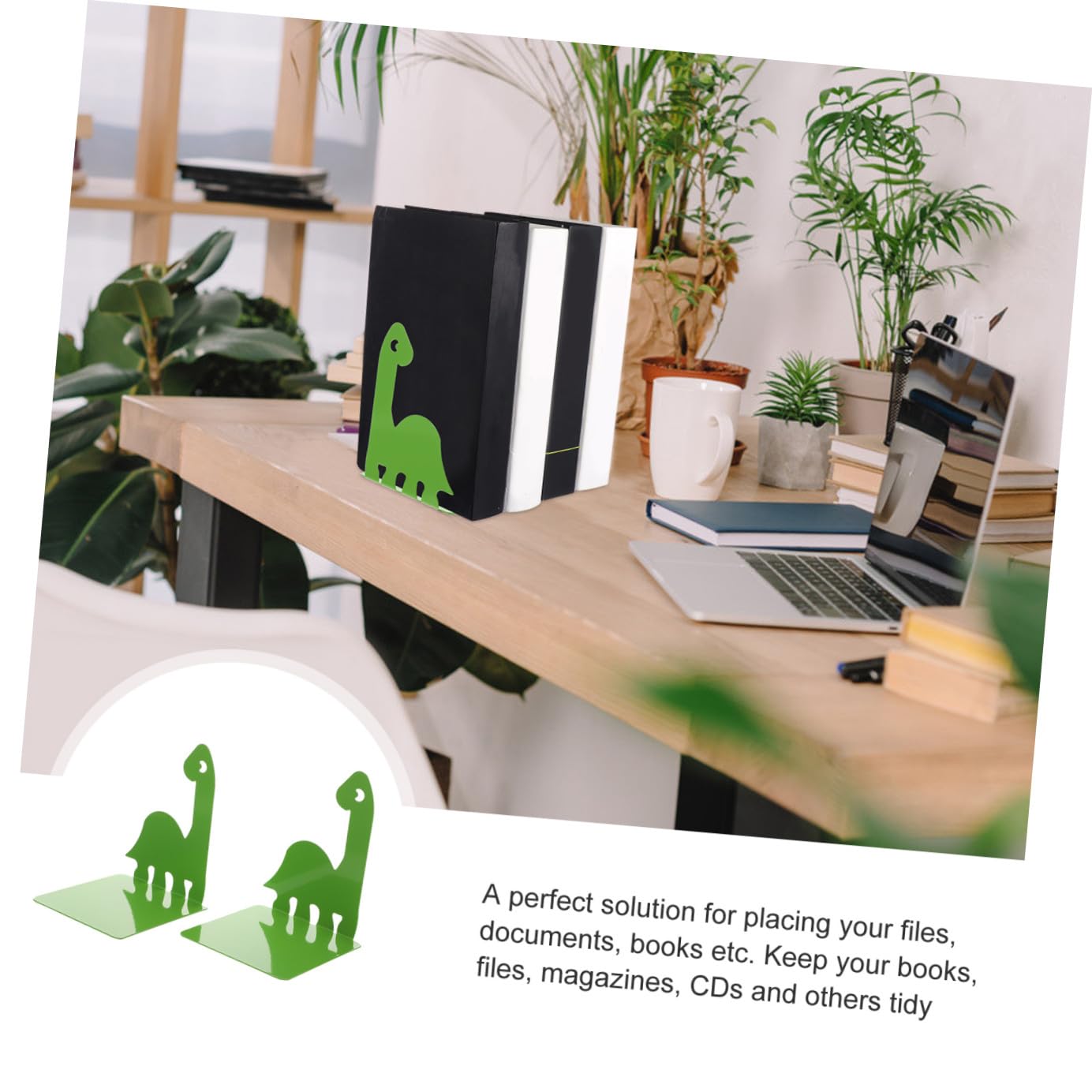 Fermalibri Metallo Robusto Da Ufficio, Supporto Fermalibri Pesante Antiscivolo, Portalibri Decorativo Per Mensole e Scrivania Set 2 Pezzi Verde