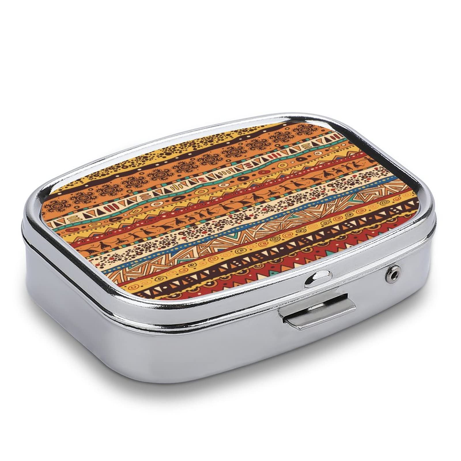 Pastillero De Bolsillo Patrón Africano Bohemio Pastillero Pastillero Portátil Y Caja De Almacenamiento De Vitaminas Para Regalos De Viaje De Bolsillo De Monedero