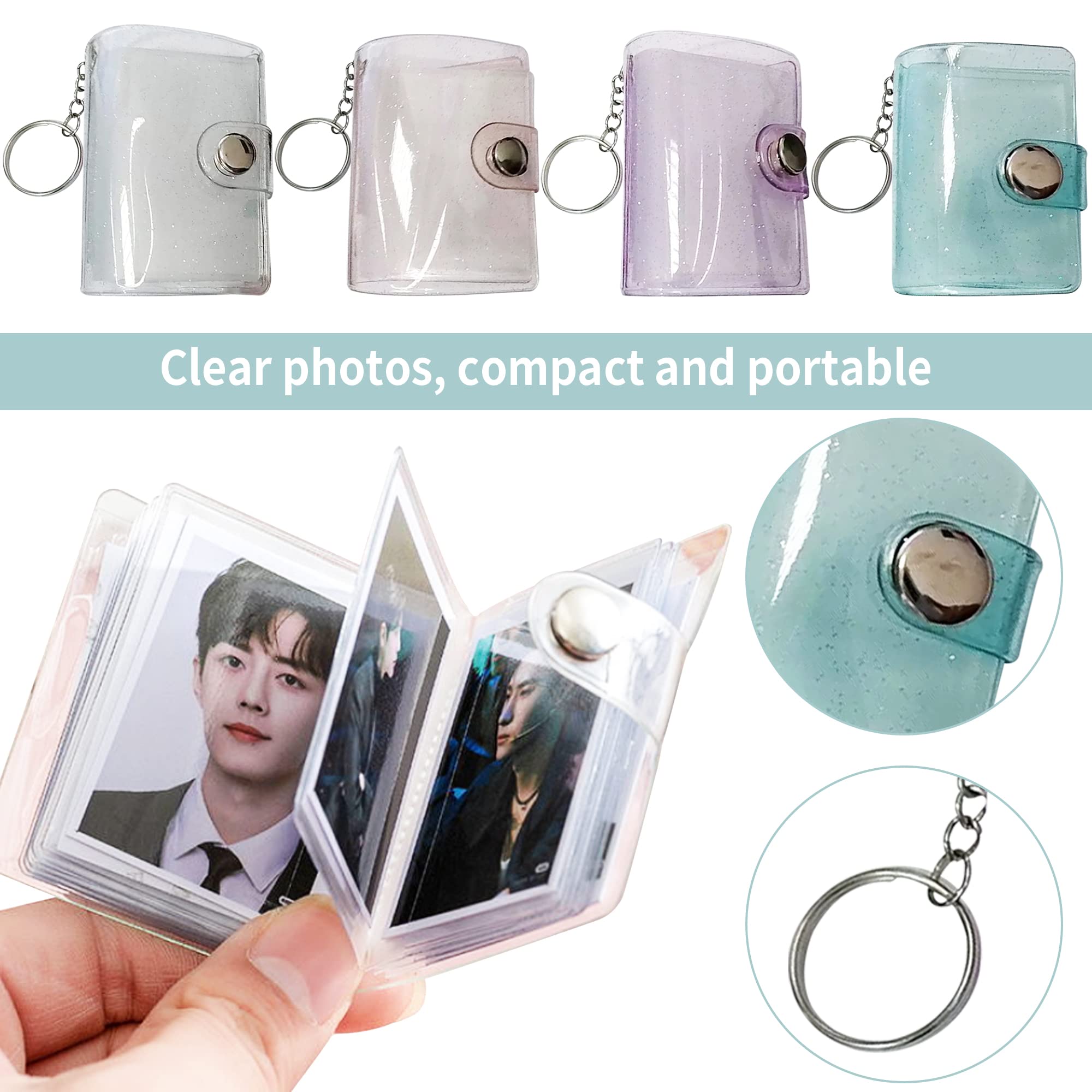 5 Mini Album Fotografici Con Portachiavi - 20 Tasche Per Foto 2 Pollici | Design Compatto E Colorato - Foto 7