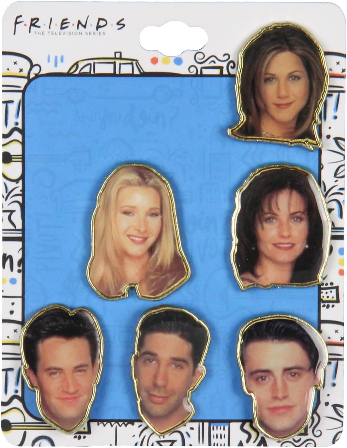 Friends Television Show Character Faces 6-Piece Enamel Pin Set Cast Collectible - Image 3