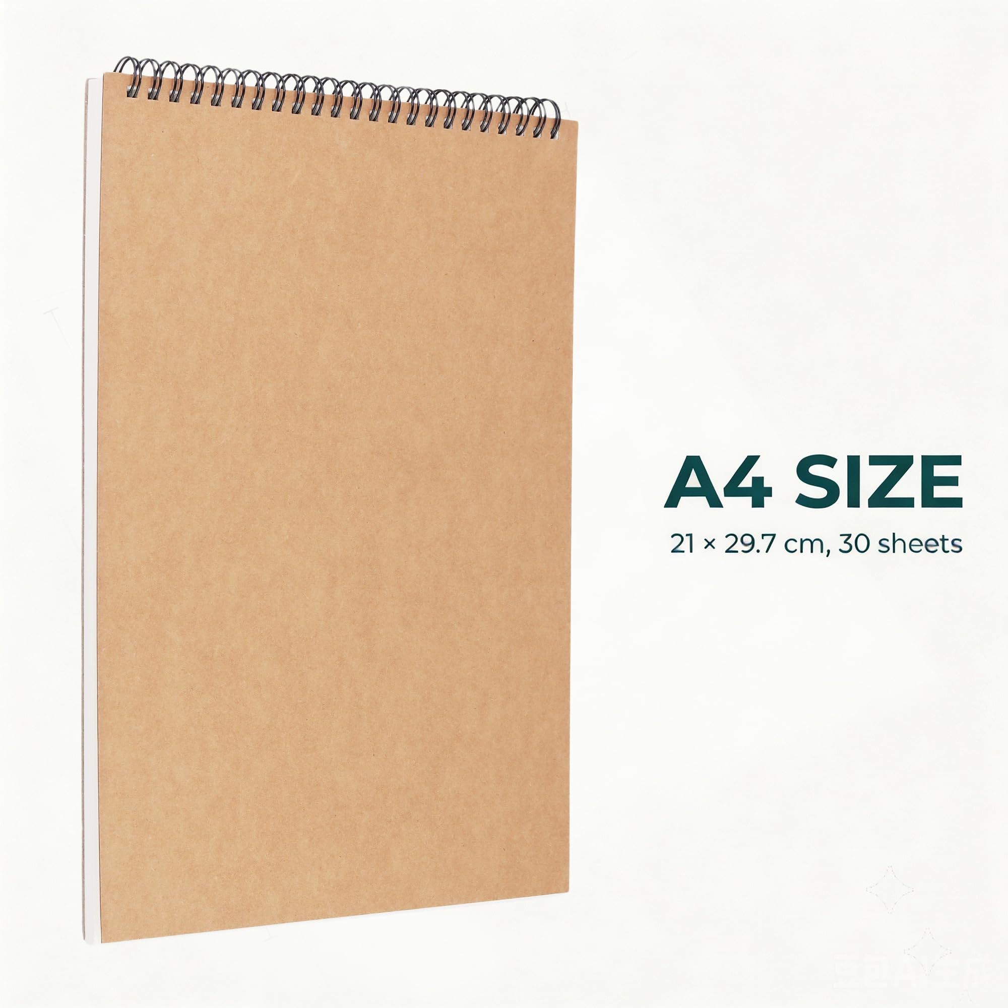 DAKFOOK Lot de 10 carnets de croquis A4, 30 feuilles de 60 pages, 160 g/m², bloc à dessin A4, couverture en papier kraft pour dessin et prise de notes