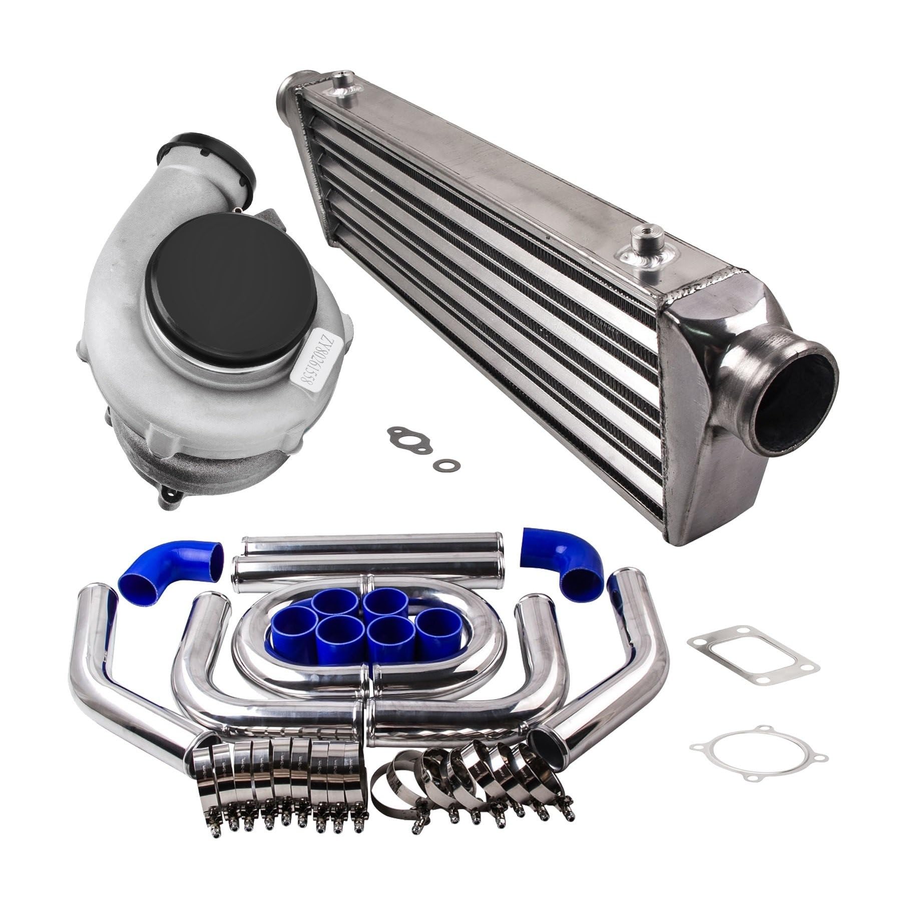 Turbocharged Intercoolers 1 Set Universal Billet GT3582 Turbocharger Kit + Intercooler + 2.5" Turbo Pipe Piping