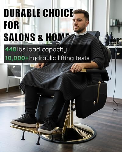 Miniatura 3 de Silla de peluquería para estilista, sillas reclinables con bomba hidráulica resistente, silla de estilo para peluquería, spa, salón, estudio en casa