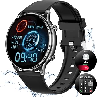 YYKY Smart Watch for Men and Women to Answer Calls in Hands-Free 1.32 Inch HD Heart Rate Monitor Sleep Monitor Pedometer Stopwatch Waterproof IP67 Smart Watch for Android iOS