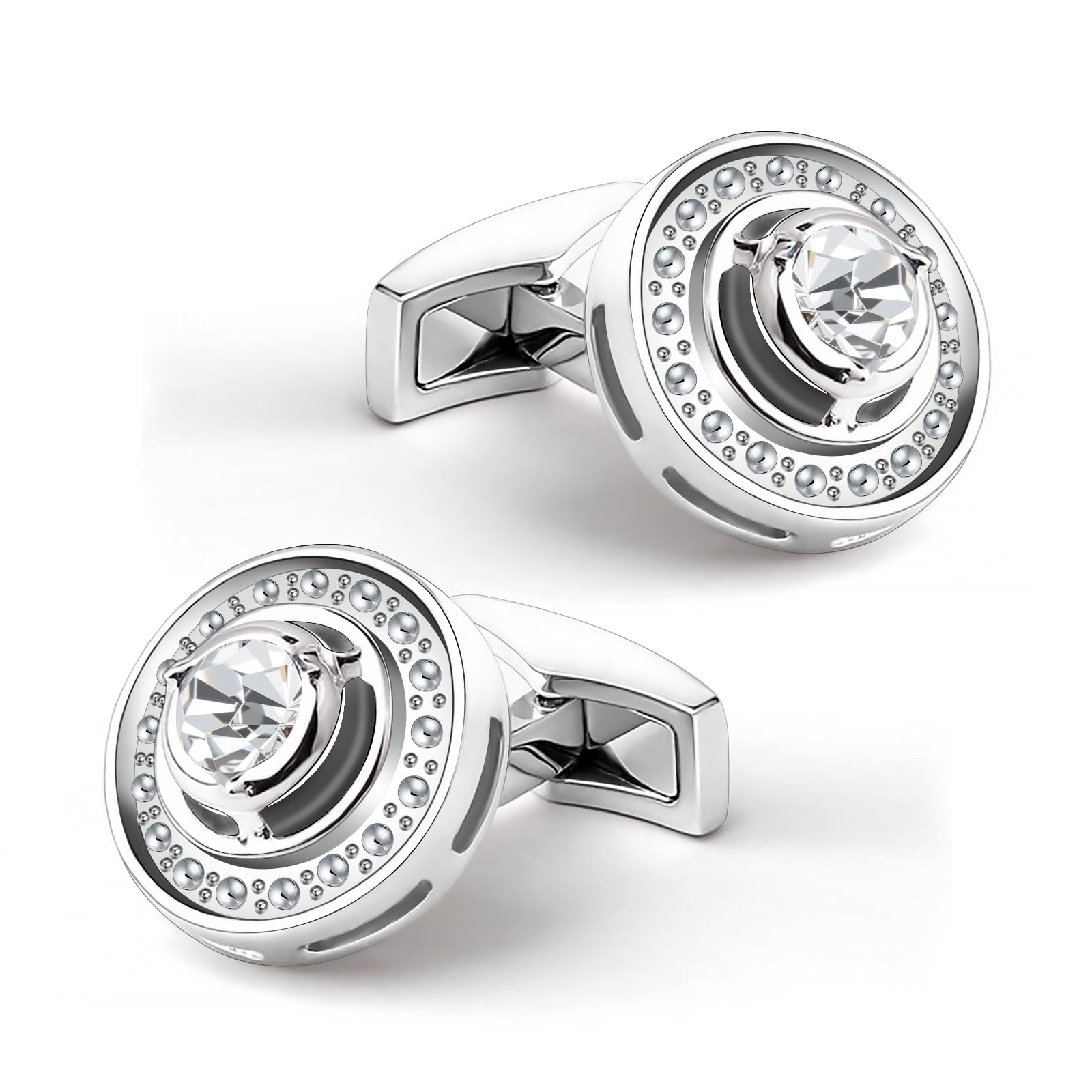 COLLAR AND CUFFS LONDON Gemelli Uomo Nautico A Timone – Ottone Color Argento, Con Scatola Regalo