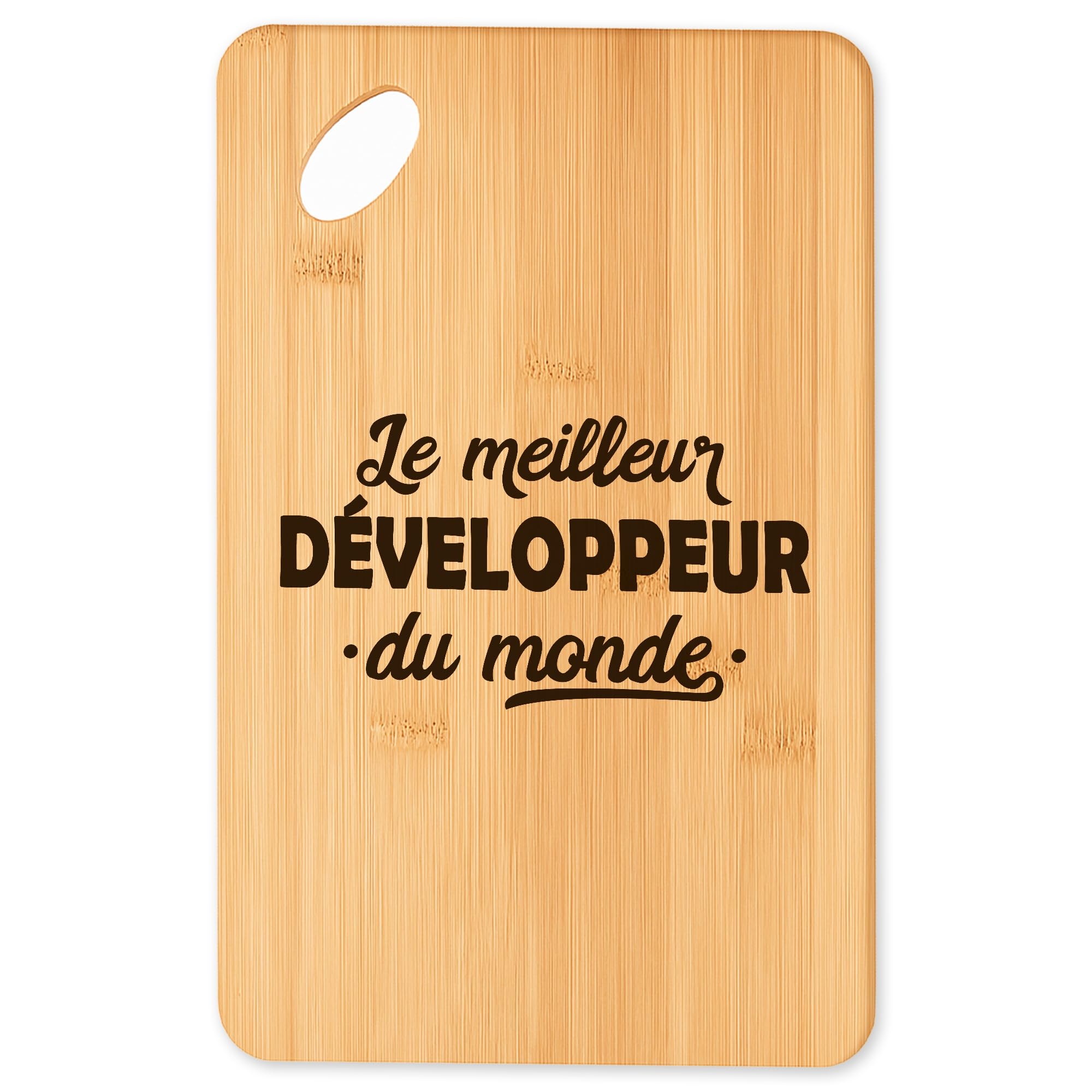 Planche à découper en bambou Super Developpeur 2 pour cuisine et apéro