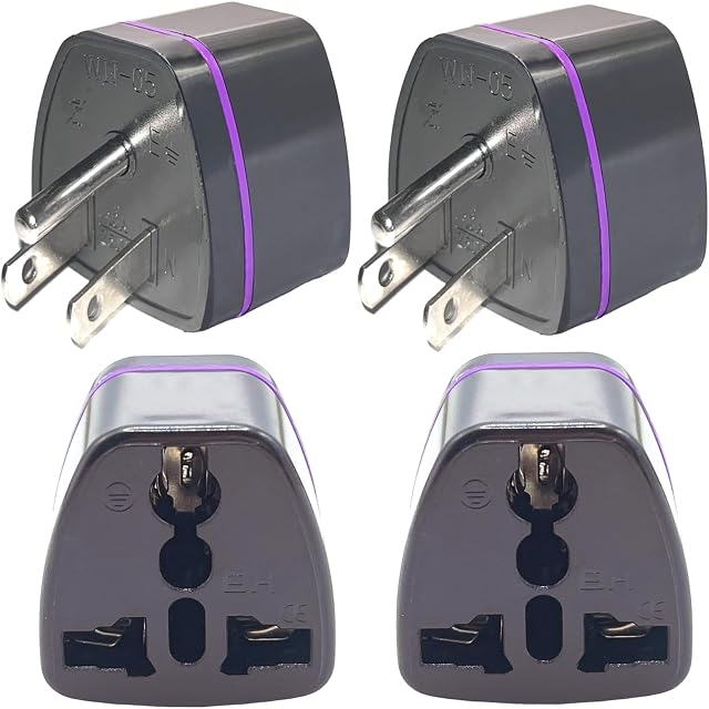 Universal World to Canada/American Outlet Plug Adapter-Type B (4 Pack), 3 Prong to 3 Prong Travel Adapter, International Tourists from European/EU/China/Australia/UK to US