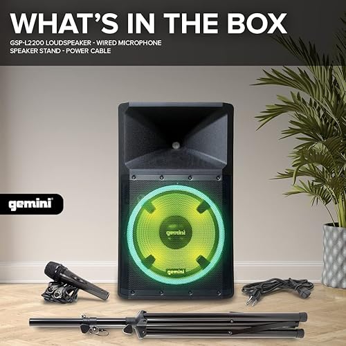 Miniatura 3 de Gemini Sound GSP-L2200PK - Altavoz de DJ Bluetooth con cable de 2200 vatios de pico de corriente alterna con woofer de 15 pulgadas, luces LED de
