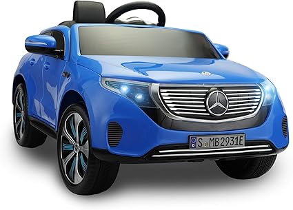 Amazon Com Tobbi Kids Ride On Car Electric Car With Remote Control Licensed Mercedes Benz Eqc Car For Kids Bluetooth Fm Horn Led Lights Blue Toys Games