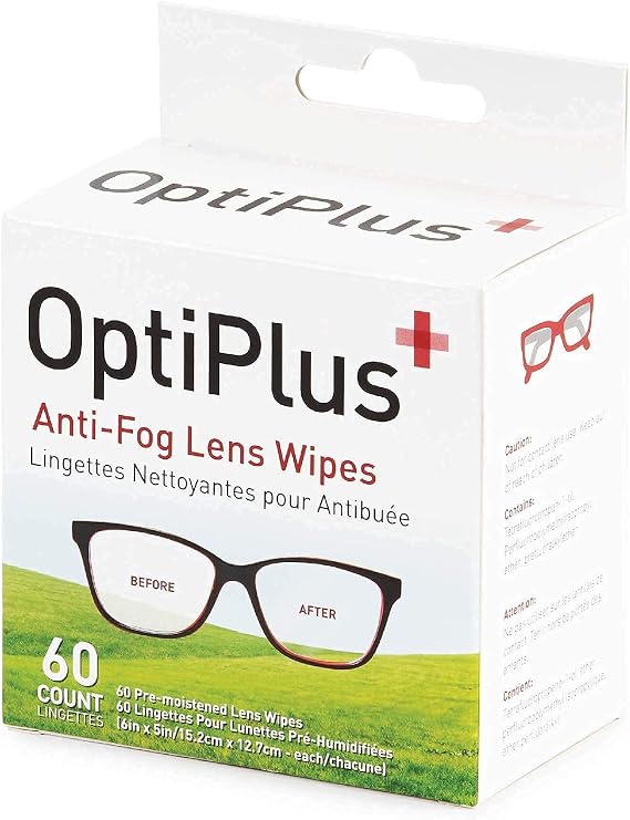 OptiPlus Anti-Fog Wipes and Anti-Fog Spray Bundle | 60-Count Anti Fog Wipes, 2oz Anti Fog Spray, Dual-Sided Microfiber Cleaning and Polishing Cloth