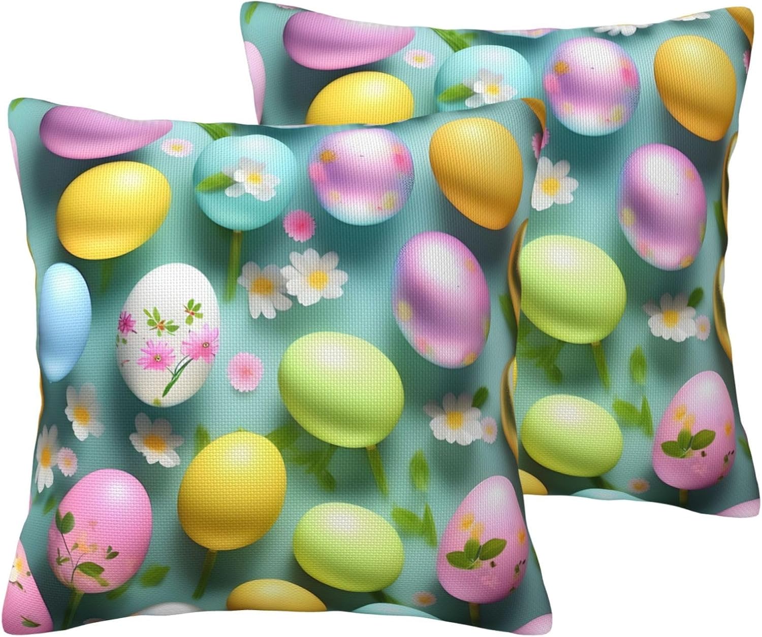 Happy Easter Holiday Imitation Linen Pillowcase -2 Sets, Fashionable Home Decoration, Used for Sofas, Gardens, beds