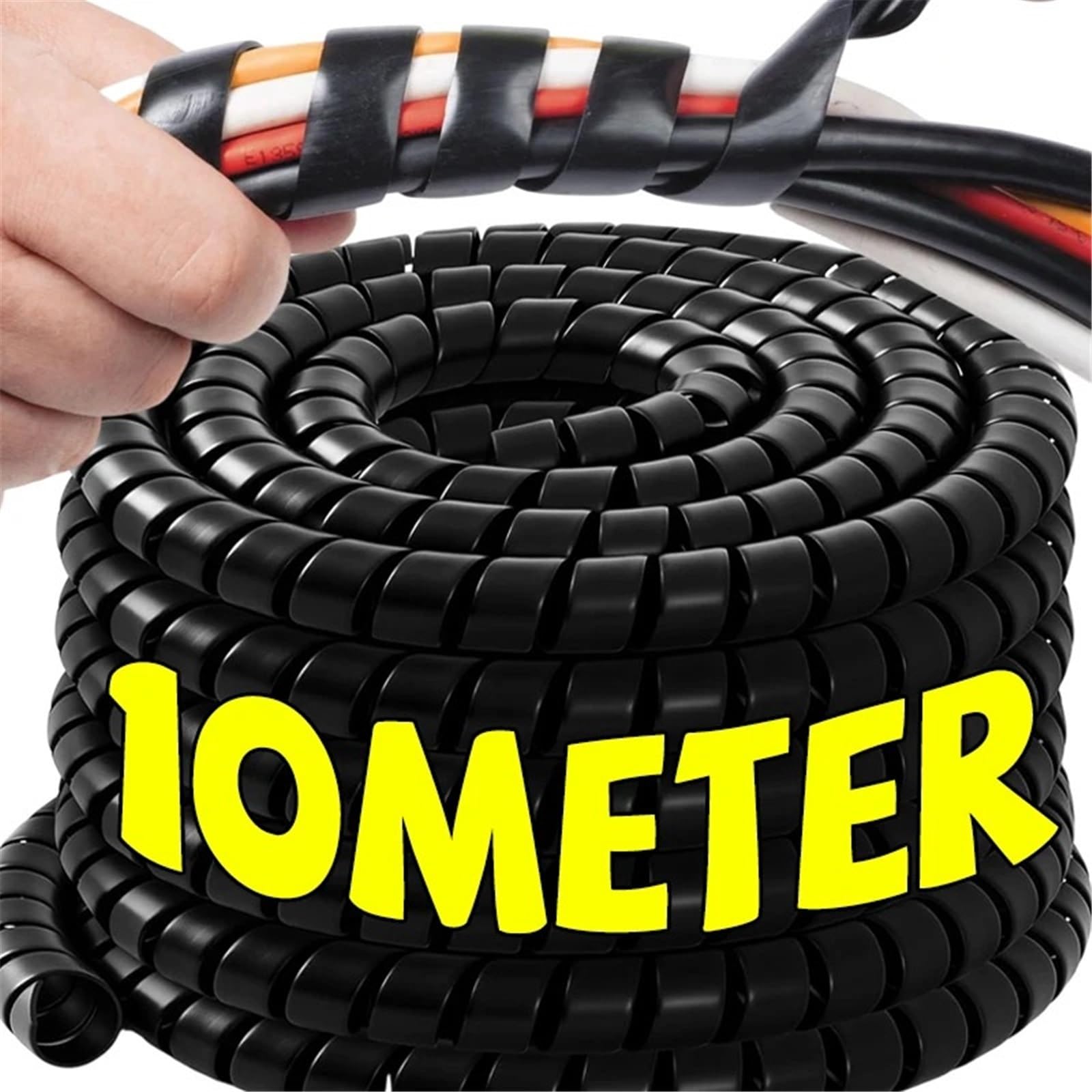 Kabelschlauch Schwarz Spiralkabel-Drahtwickel, Computerkabel-Management, Wickelschlauch, Flexible Schutzhüllen, Büro-Organizer-Abdeckung(10mm,10m (5pcs))
