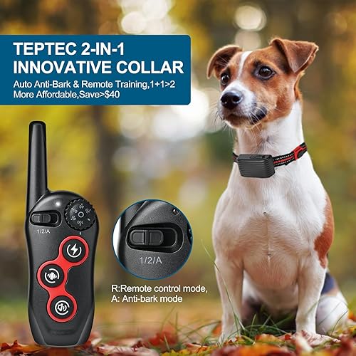 Miniatura 3 de Collar de entrenamiento para perros 2 en 1 automático con alcance remoto de 1300 pies, 3 modos de entrenamiento, pitido, vibración, golpes, collar