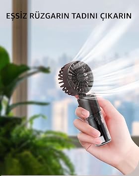 ROBEVE Elle Tutulabilir Taşınabilir Buharlı Vantilatör Mini Fan – 4 Hız Ayarı, Şarjlı, Misting Özelliği, Kompakt ve Hafif Tasarım, Buharlı Vantilatör Fan Asorti Renk