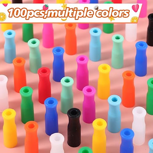 Miniatura 9 de 500 puntas de paja de silicona Tticai multicolor, cubiertas reutilizables para pajitas de silicona, puntas de paja de metal para pajitas de metal de