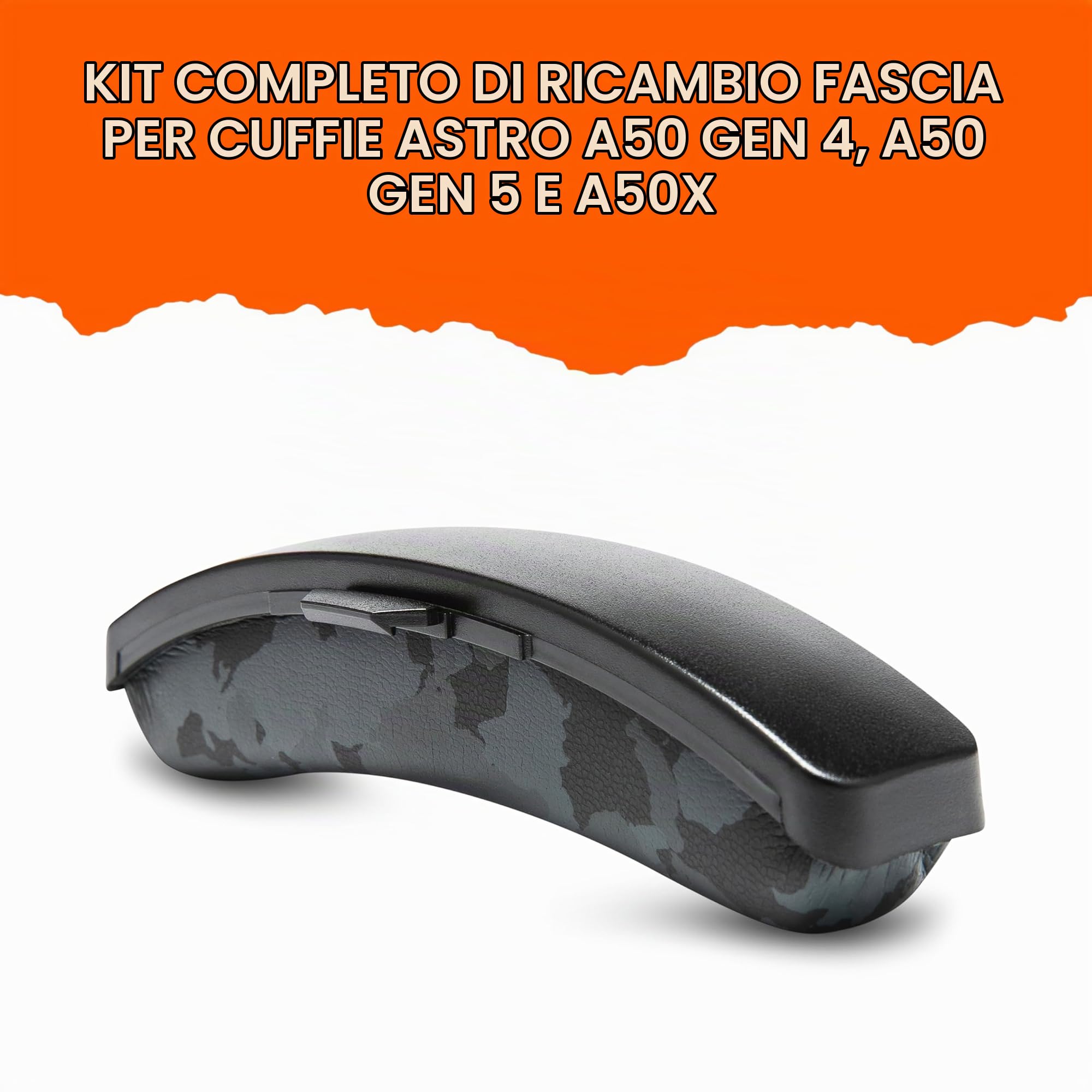 WC Mod Kit A50 - Cuscinetti auricolari in gel rinfrescante + fascia di ricambio per Astro A50 Gen 4, Gen 5 e A50X di Wicked Cushions | Comfort, raffreddamento e durata migliorati | Black Camo