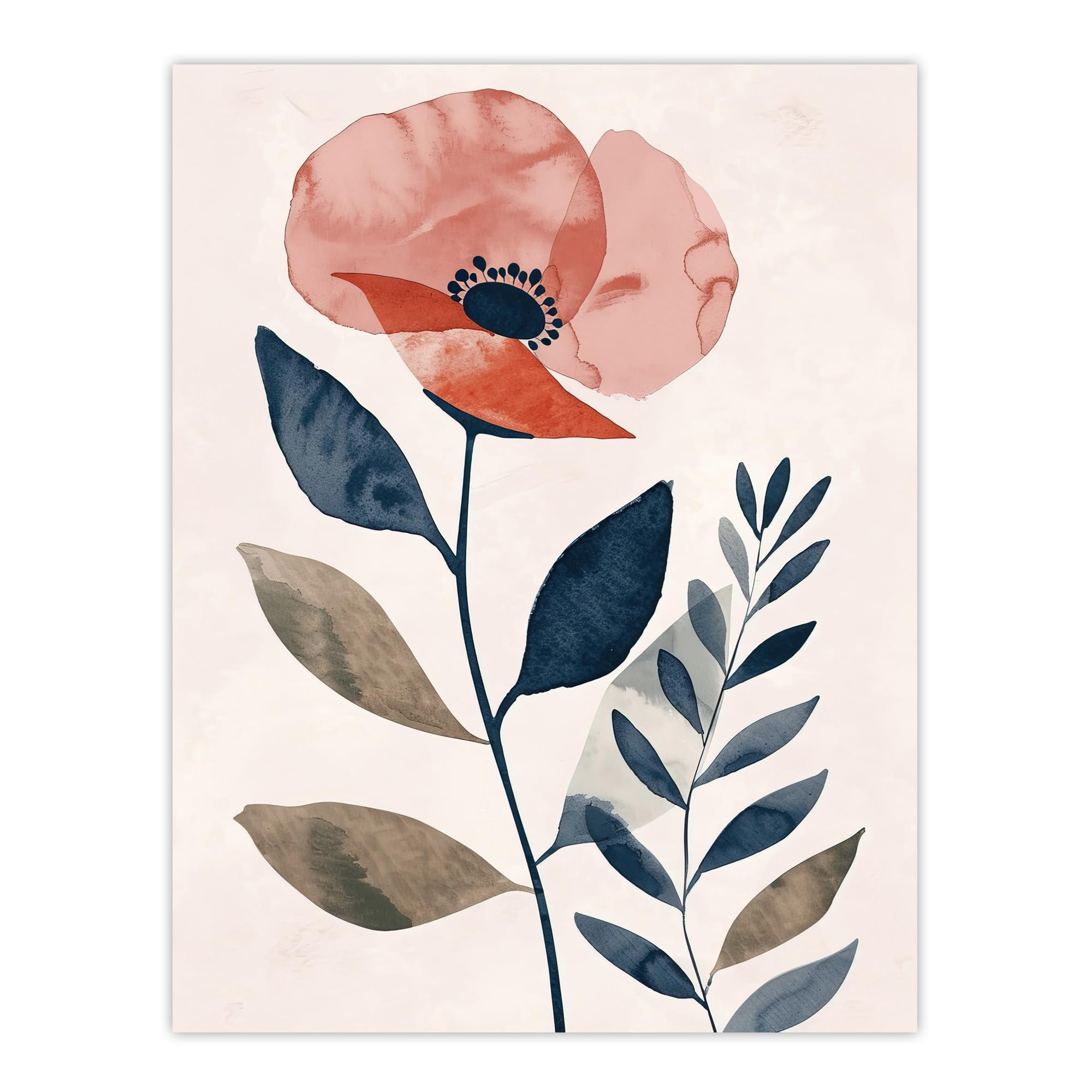 Artery8 Singe Boho Poppy Flower Floral Watercolour Living Room Large Wall Art Poster Print Thick Paper 18X24 Inch